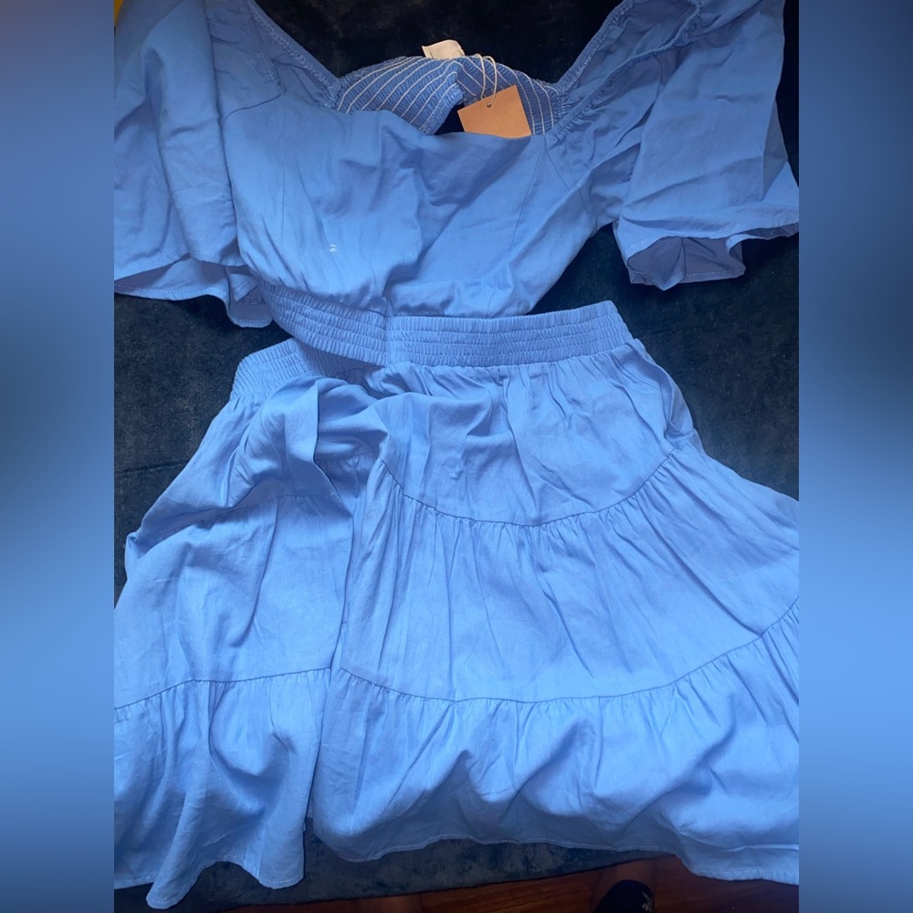 Velvet Blue Ruffle Dress